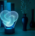 Twist Abstract 3D Night Light – 7 Color Touch/Remote LED Table Lamp