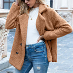 Women’s Fluffy Lapel Coat | Loose Button-Front Winter Cardigan Jacket