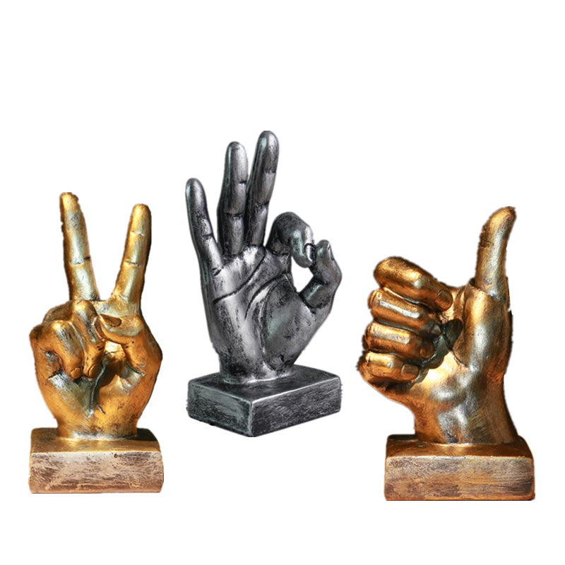 Resin Gesture Ornaments | Trendy Minimalist Hand-Gesture Décor Pair Main image
