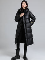 Women’s Long Hooded Self-Heating Graphene Cotton-Padded Jacket | Thermal Winter Outerwear