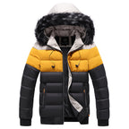 Men’s Spliced Down Jacket | Warm Winter Puffer with Color-Block Panels
