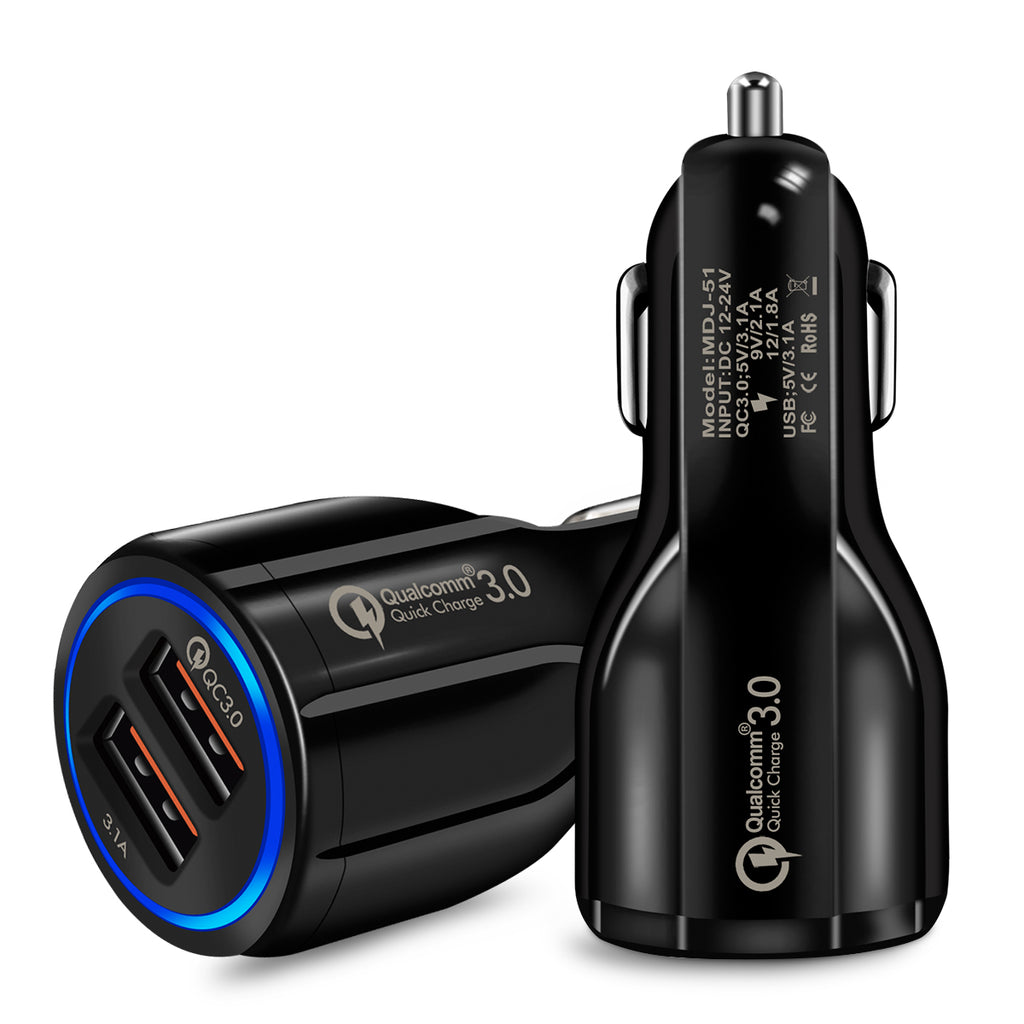 Quick Charge 3.0 Car Charger – Dual USB Fast Charging Adapter (36W)