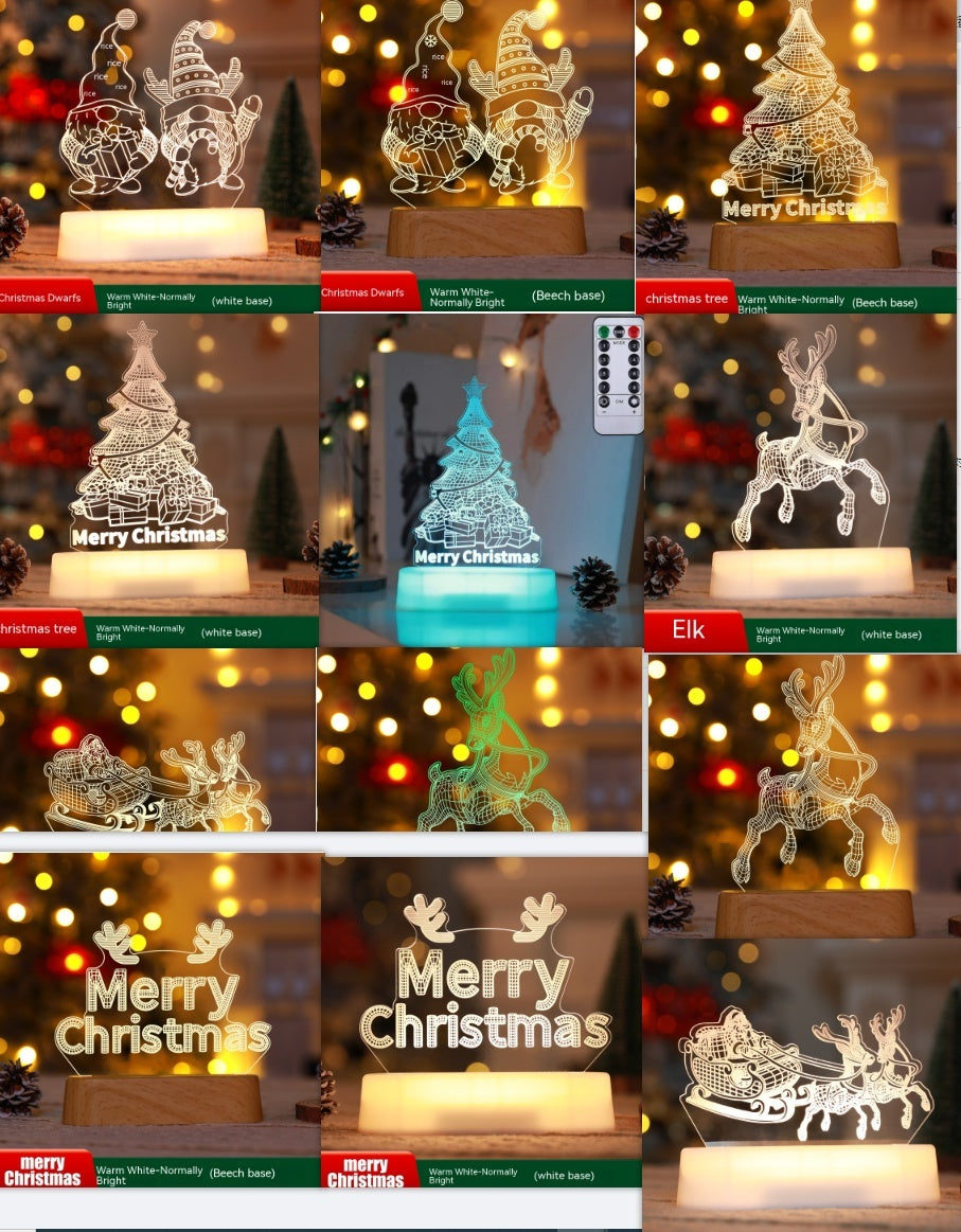3D Acrylic LED Night Light | Christmas & Valentine’s Decorative Lamp