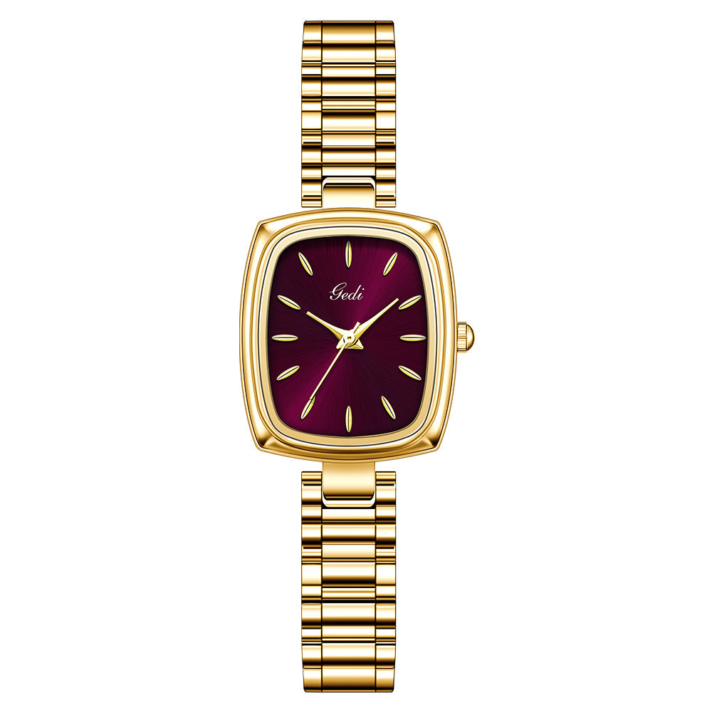 Niche Small Gold Dress Watch – Women's Rectangular Vintage Quartz