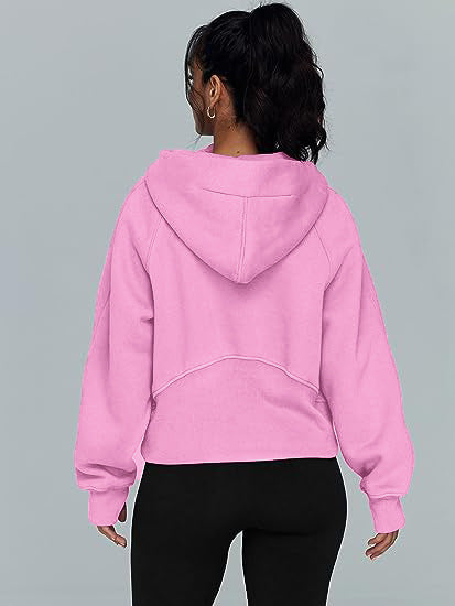 Women’s Zip-Up Hoodie Sweatshirt with Pockets – Loose Fit Sports Pullover