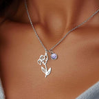 Women’s December Birth Flower Pendant Necklace | Versatile Silver/Gold Chain Gift