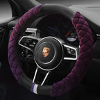 Universal 38 cm Plush Steering Wheel Cover | Winter “Footprint” Car Interior Upgrade
