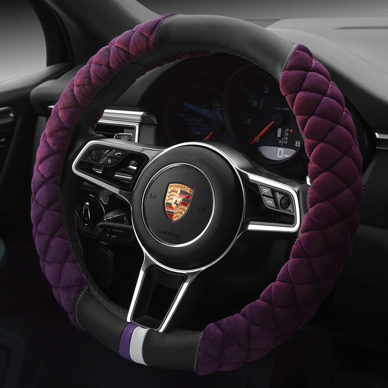 Universal 38 cm Plush Steering Wheel Cover | Winter “Footprint” Car Interior Upgrade