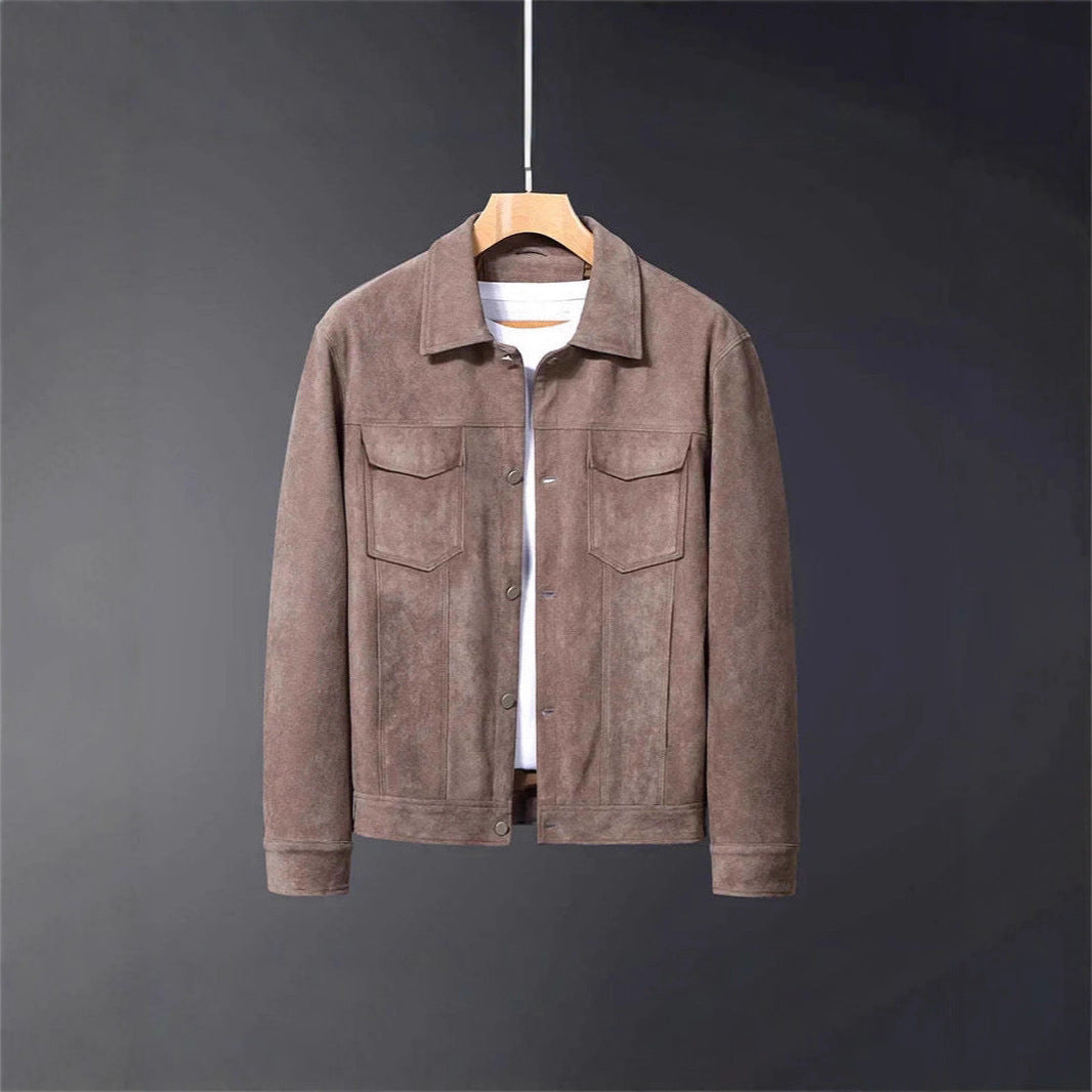 Men’s Deer-Suede Lapel Work Jacket | Winter Outerwear with Classic Style