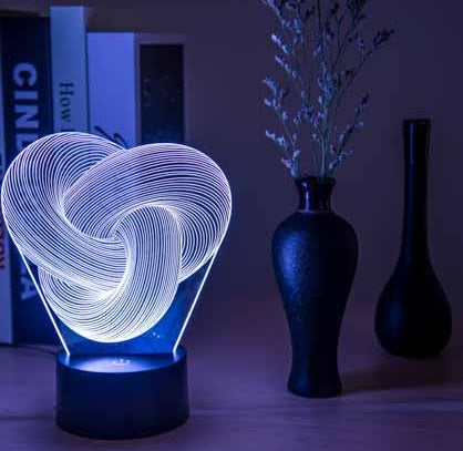 Twist Abstract 3D Night Light – 7 Color Touch/Remote LED Table Lamp