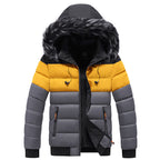Men’s Spliced Down Jacket | Warm Winter Puffer with Color-Block Panels