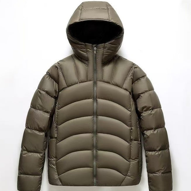 Men’s Hooded Down Jacket | Ribbed Winter Puffer Coat Main image