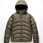 Men’s Hooded Down Jacket | Ribbed Winter Puffer Coat