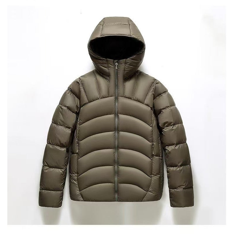 Men’s Hooded Down Jacket | Ribbed Winter Puffer Coat