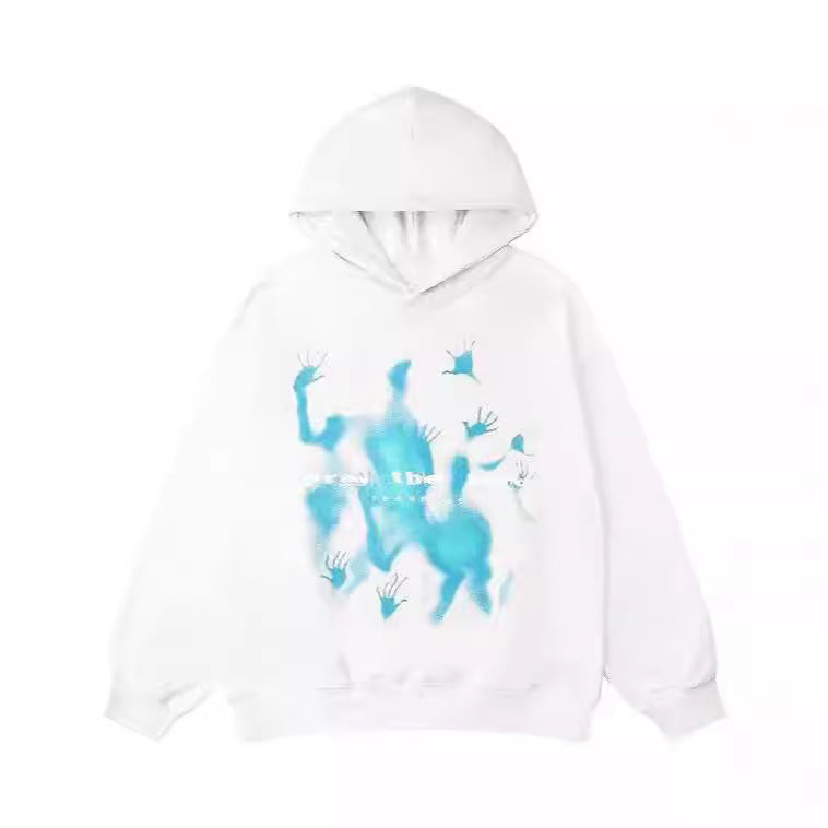 Women’s Graffiti Print Hoodie – Retro Streetwear Pullover | Warm Brushed Casual Hoodie