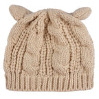 Handmade Knitted Cat Ear Beanie – Winter Warm Unisex Knit Cap