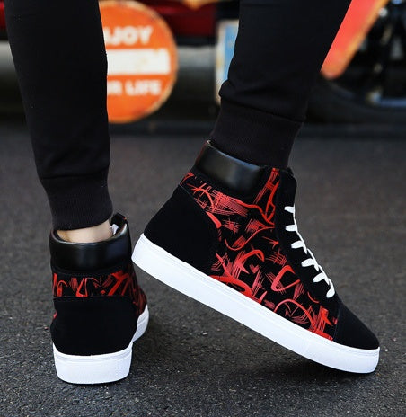 Men's Korean High Top Canvas Shoes – Pig Leather Streetwear Sneakers Secundaire afbeelding