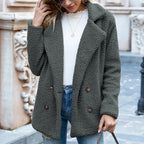 Women’s Fluffy Lapel Coat | Loose Button-Front Winter Cardigan Jacket