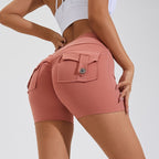 High-Waist Hip-Lifting Shorts with Pockets | Quick-Dry Women’s Fitness Shorts