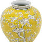 9" Yellow And White Floral Round Porcelain Table Vase-6