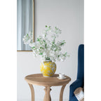 9" Yellow And White Floral Round Porcelain Table Vase-7