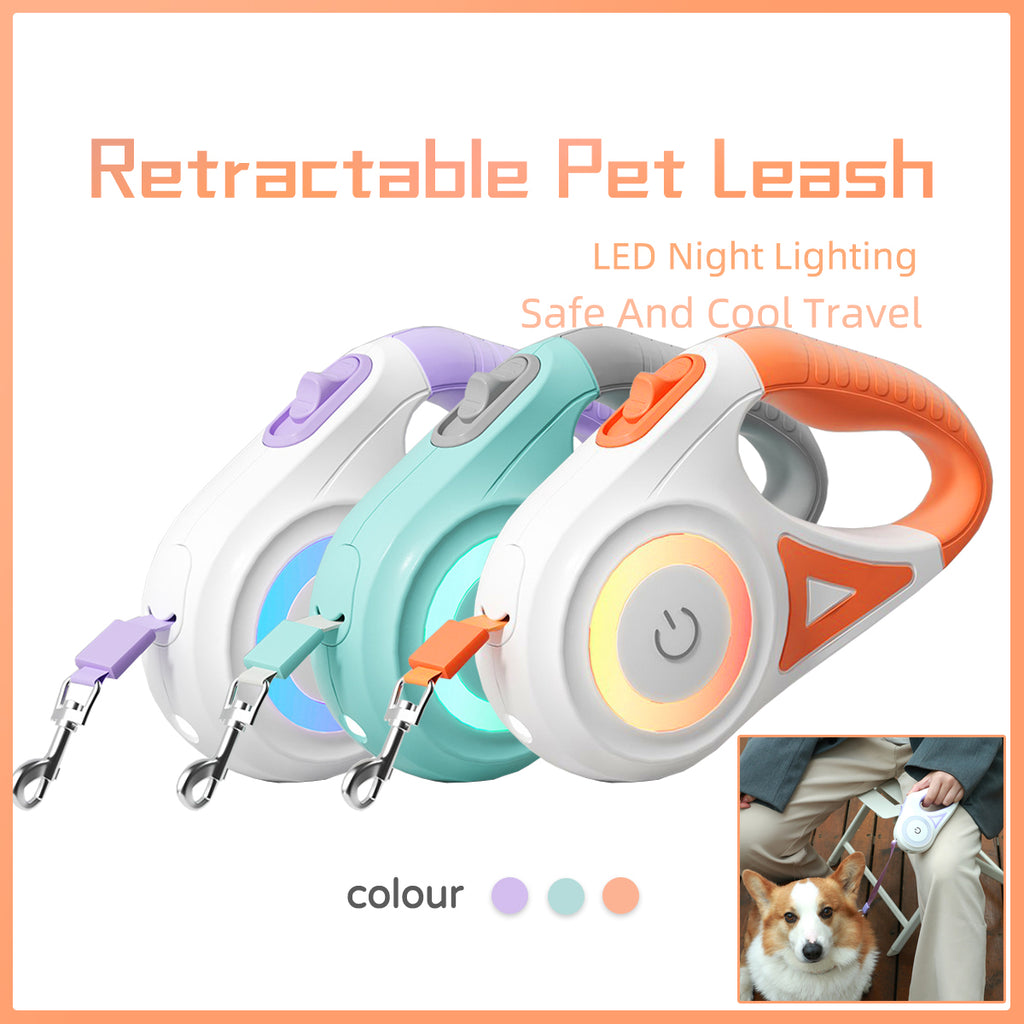 Retractable Dog Leash with Spotlight – Automatic Pet Traction Rope for Small/Medium Dogs