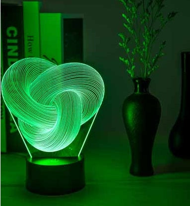 Twist Abstract 3D Night Light – 7 Color Touch/Remote LED Table Lamp