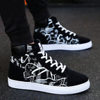 Men's Korean High Top Canvas Shoes – Pig Leather Streetwear Sneakers