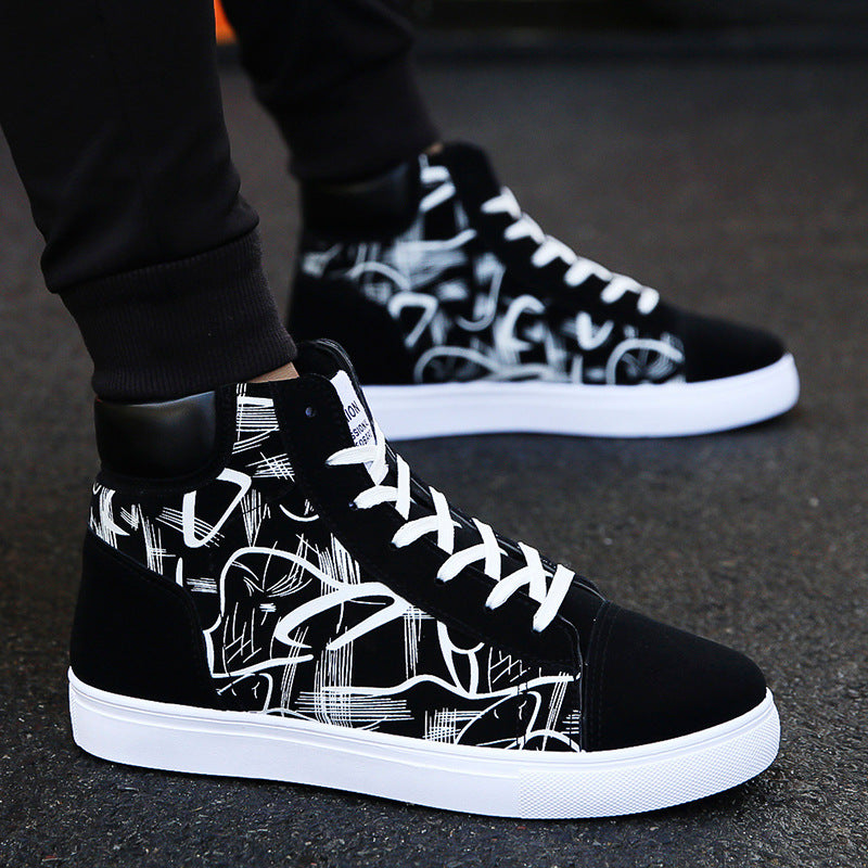 Men's Korean High Top Canvas Shoes – Pig Leather Streetwear Sneakers