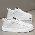 Men's Casual Lace-Up Sneakers – Breathable Plaid Faux Leather Flats Shoe