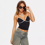 Mid-Length Slim Fit Cami Top – Women's Splicing Sling Streetwear