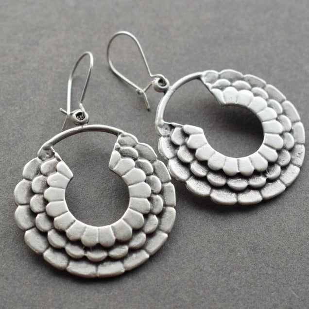 Retro Silver Plated Drop Earrings – Women's Creative Filigree Hoop Style