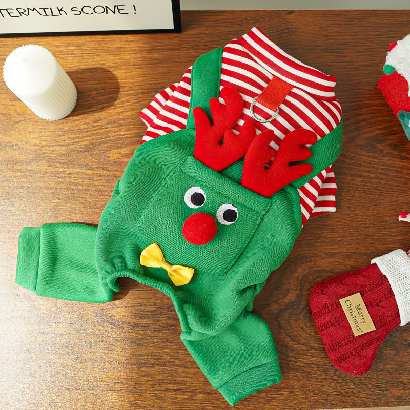 Christmas Dog Elk Costume – Warm Four-Legged Puppy Sweatshirt