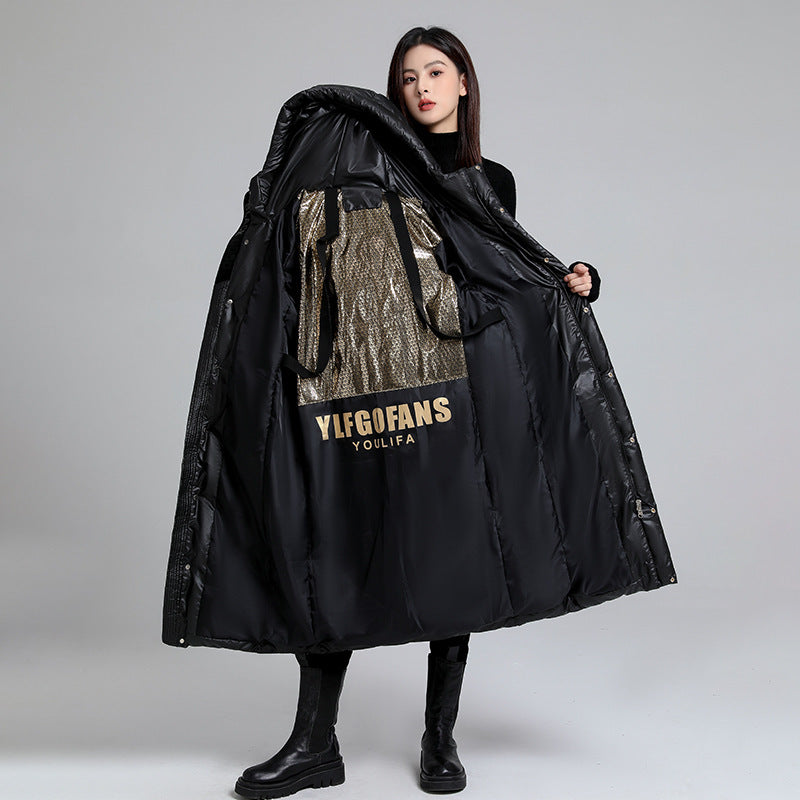 Women’s Long Hooded Self-Heating Graphene Cotton-Padded Jacket | Thermal Winter Outerwear