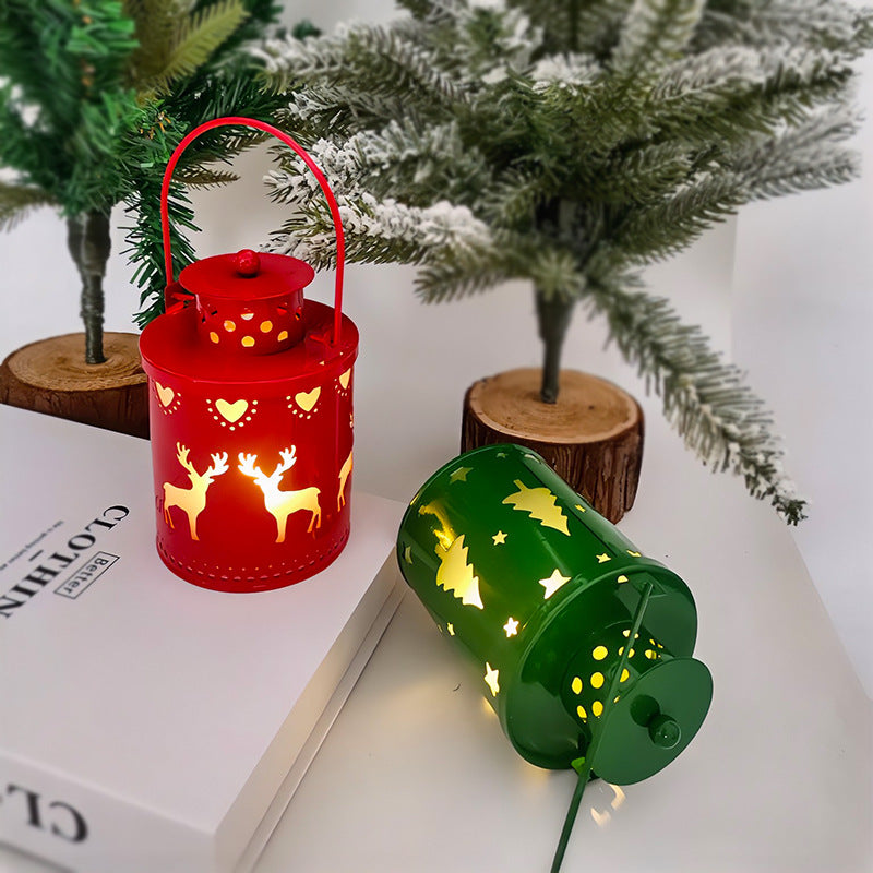 Nordic Christmas LED Lantern – Wrought Iron Small Decorative Candle Light