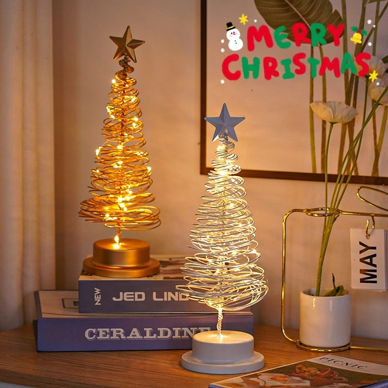 Metal LED Tabletop Christmas Tree Lamp – Indoor Holiday Décor & Night Light