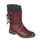 Women's Autumn/Winter Short Boots – Mid-Heel Knitted Cuff Lace-Up Bootie