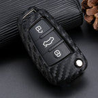 Carbon Fiber Silicone Car Key Case – Protective Shell & Fob Cover