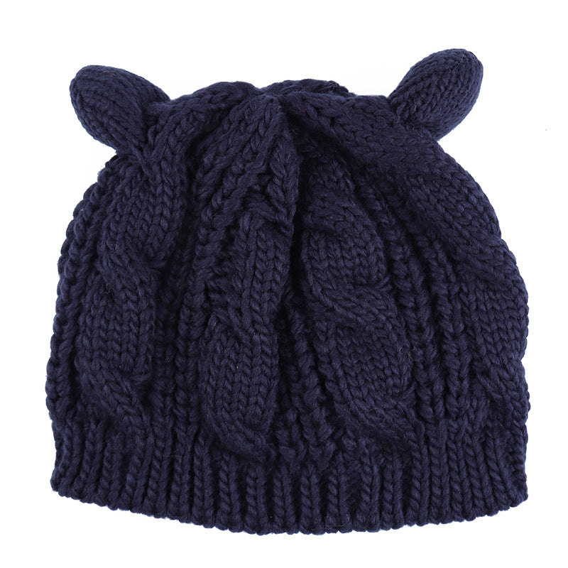 Handmade Knitted Cat Ear Beanie – Winter Warm Unisex Knit Cap