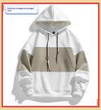 Retro Block Color Hoodie – Men's Loose Fit Polyester Casual Sweatshirt
