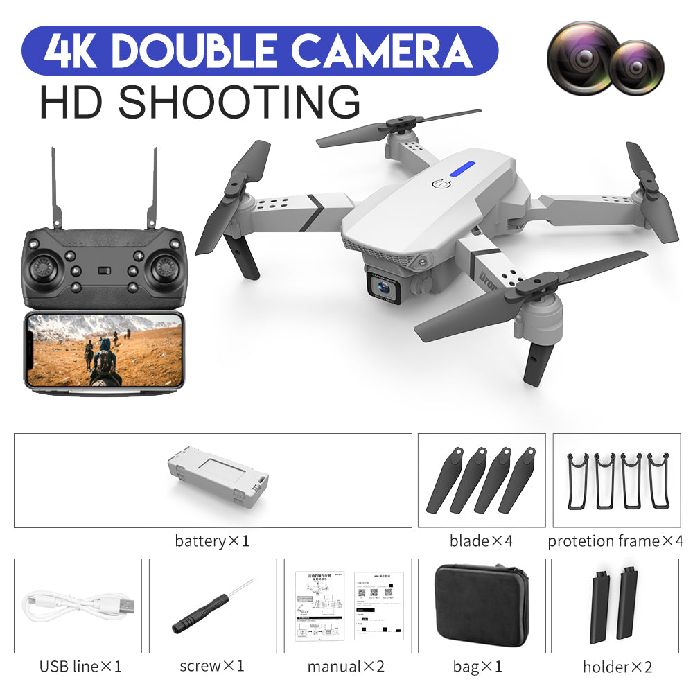 E88 Foldable HD Drone – 4K Dual Camera RC Quadcopter with FPV & GPS Functions