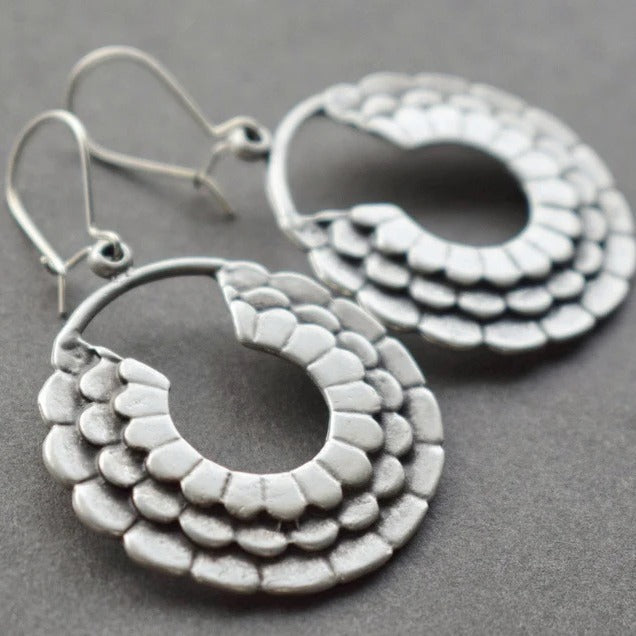 Retro Silver Plated Drop Earrings – Women's Creative Filigree Hoop Style