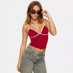 Mid-Length Slim Fit Cami Top – Women's Splicing Sling Streetwear