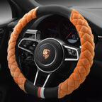 Universal 38 cm Plush Steering Wheel Cover | Winter “Footprint” Car Interior Upgrade