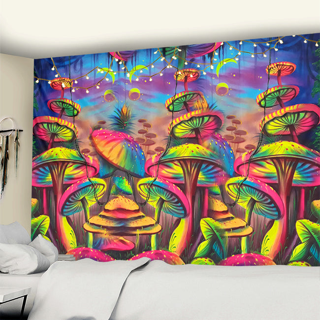 Dream Mushroom” Boho Tapestry Rug | Psychedelic Wall, Beach & Yoga Décor Hover Image