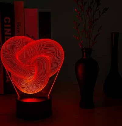 Twist Abstract 3D Night Light – 7 Color Touch/Remote LED Table Lamp