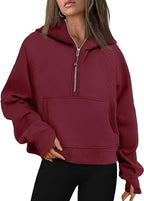 Women’s Zip-Up Hoodie Sweatshirt with Pockets – Loose Fit Sports Pullover