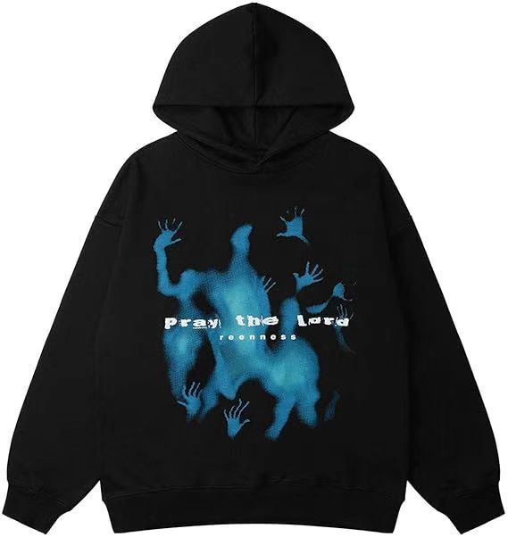 Women’s Graffiti Print Hoodie – Retro Streetwear Pullover | Warm Brushed Casual Hoodie