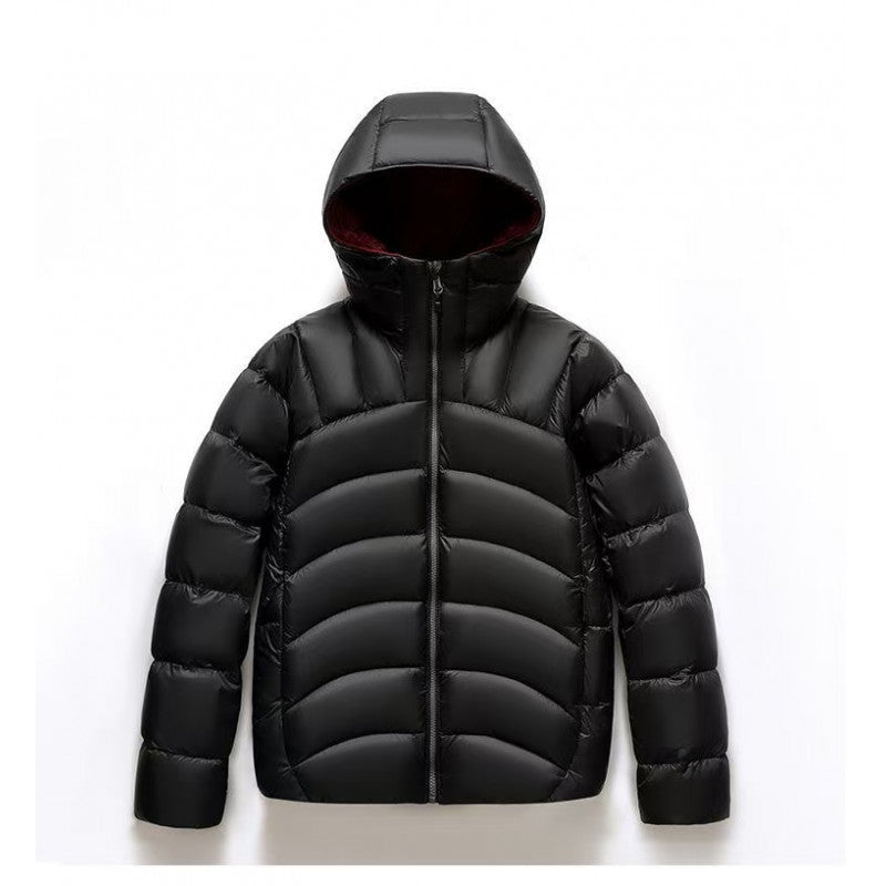 Men’s Hooded Down Jacket | Ribbed Winter Puffer Coat