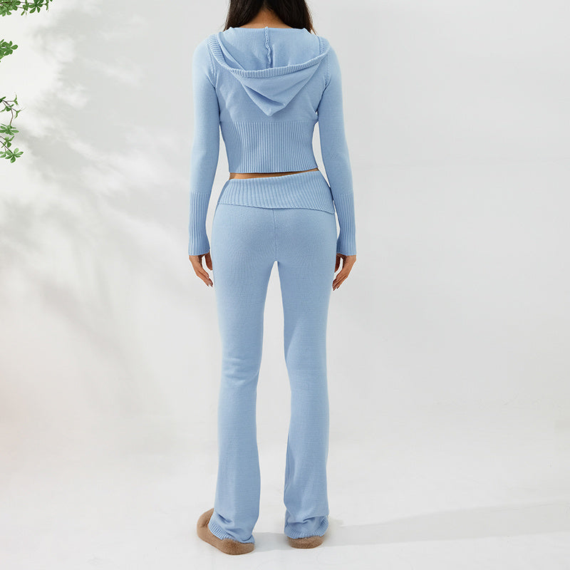 Zip Hoodie & High-Waist Pants Set | Women’s Casual Lounge Tracksuit